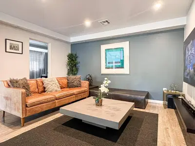 a living room with a couch and a coffee table at Relax and Play, 2BR Close to SoFi, LAX - SH1-LAD in Los Angeles