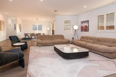a living room with a couch and a coffee table at Ultimate Luxurious Penthouse with Private Balcony in Los Angeles
