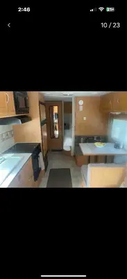 a view of a kitchen in a small room at Cozy private couples camper in San Gabriel CA in San Gabriel