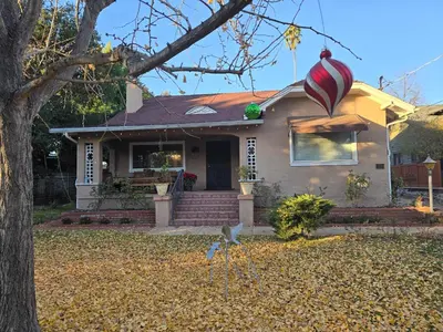 a house with an ice cream cone on the front of it at The Ginkgo House in Pasadena