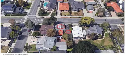 an overhead view of a suburb with houses at Private room furnished Cypress in Lomita