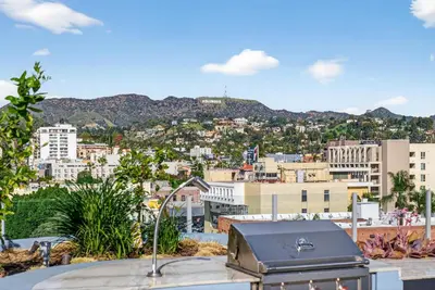 a view of a city from the roof of a building at Modern Hollywood Studio, Pool Parking Gym in Los Angeles