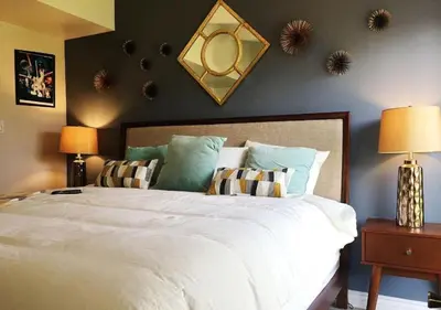 a bedroom with a large white bed with pillows at MagicwayVillas Star Wars House - Walking Distance to Disneyland in Anaheim