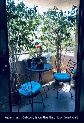 an apartment balcony is on the first floor floor front unit at Best Location West LA Spacious condo with hottub in Los Angeles