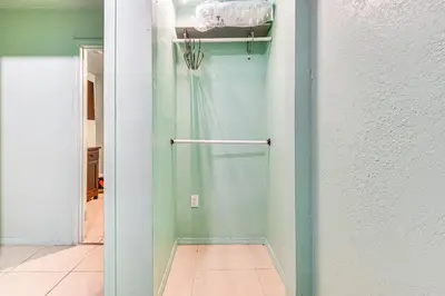 a shower in a room with a glass door at 8 Mi to Dtwn LA Apt with Shared Patio! in Los Angeles
