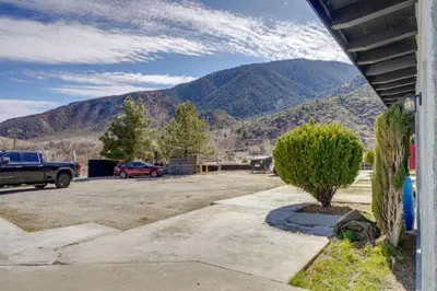 a car parked in a parking lot with a mountain at 6 Mi to Hiking Apartment in Frazier Park in Frazier Park