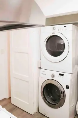 a white washer and dryer in a kitchen at Los Angeles Gem in Monterey Park