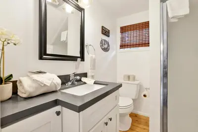 a bathroom with a sink and a toilet at Camp Conklin #2337 in Big Bear Lake