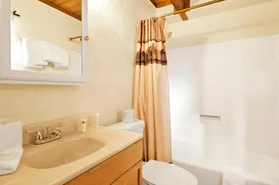 a bathroom with a sink and a toilet at Aeroplane Gambrel #2509 in Big Bear City