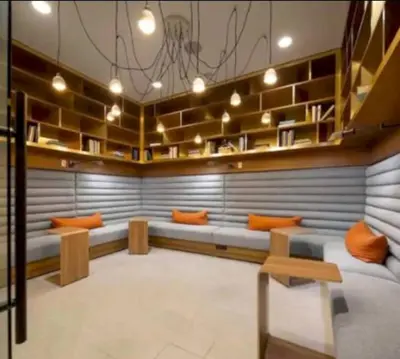 a room with couches and shelves in a room at Spacious 2 Bedroom Apartment Near Disneyland and Anaheim Convention Center in Anaheim