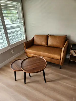 a living room with a couch and a coffee table at Studio 9 Big Bear Lake in Big Bear Lake
