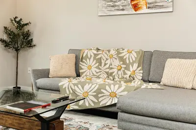 a living room with a couch and a coffee table at Magnificent two bedroom in West Hollywood in Los Angeles