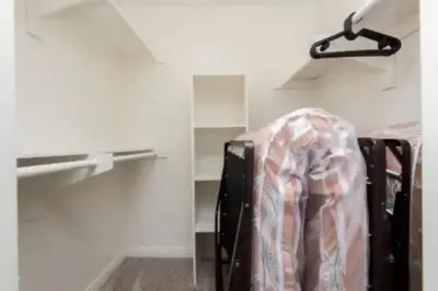a room with a closet with a shelf at 2BR Hollywood Apt Deluxe in Los Angeles