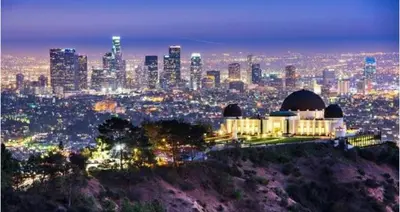 a view of a city at night with at Best Prime Location Hollywood Private House in Los Angeles