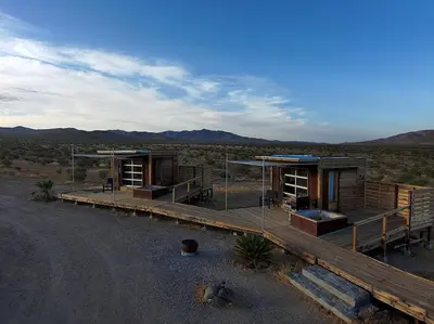 a house in the middle of the desert at Secluded Glamping Eco-Pod Rental in the Mojave Desert near Ridgecrest, California in Ridgecrest