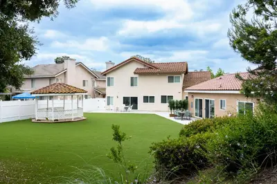 a large yard with a gazebo at Newly built vacation home with large backyard in Diamond Bar