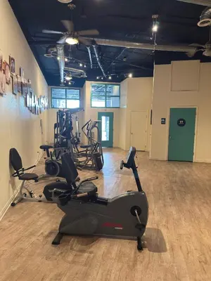 a gym with several exercise bikes and a treadmill at Oceanfront 1 Bed 1 Bath , Parking, Stunning View 337 in Redondo Beach