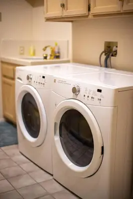 a white washer and dryer in a kitchen at Amazing Escape near LA Meditation Room, Game room, Hot Tub, Pool in Leona Valley