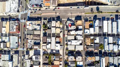 an overhead view of a city with buildings and a street at Luxury Ocean View Condo Steps To The Sand VIEWS in Manhattan Beach