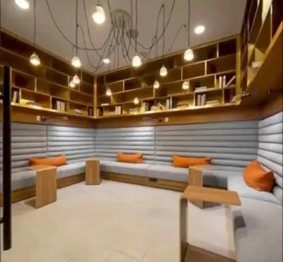 a room with couches and a bench and shelves at Cozy 2 Bedroom Apartment Near Disneyland and Anaheim Convention Center in Orange