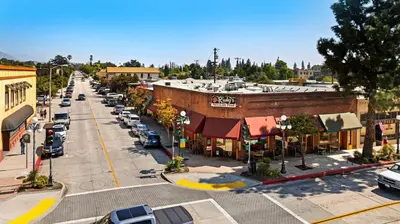 an aerial view of a city street with cars parked at Modern townhouse - 4 Bedroom 3Bathroom near Pasadena, LA in Duarte