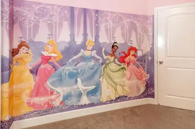 a disney princess mural in a room at F-32 La Casa de Mickey in Anaheim