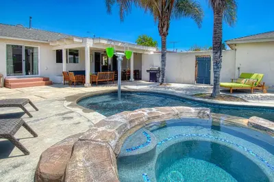 a swimming pool in the backyard of a house at F-59 Goodhue in Anaheim