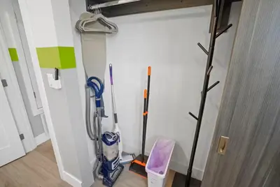 a room with a closet with a bunch of tools at C- Vibrant and Glam NoHo Pad near U-Studios and H-Sign in North Hollywood