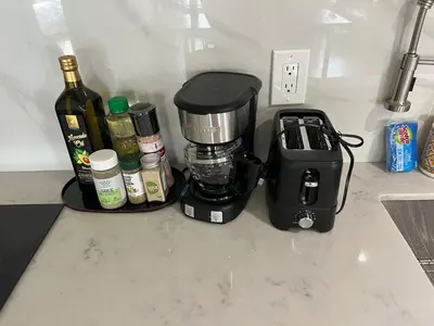 a coffee maker and a blender on a counter at Fully Remodeled 2B1B Home in Baldwin3369 in Baldwin Park