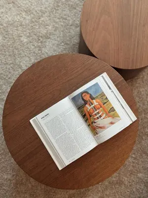 a wooden table with a magazine on top of it at Elegant Suite at Marina-Venice Beach with Pool, Jacuzzi, GYM by Holisticā Retreats in Los Angeles
