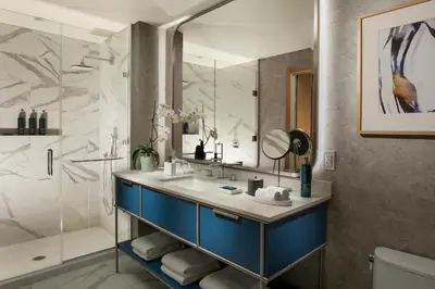 a bathroom with a sink and a shower at Hilton Arcadia Los Angeles in Arcadia