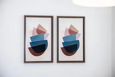 two pieces of art on a wall at NEW and Modern Cozy Flat in Southern California in Covina