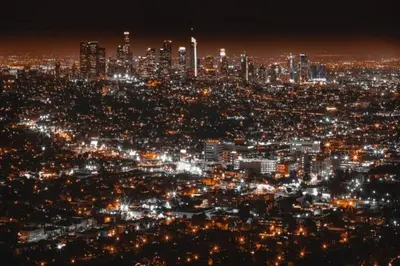 a view of a city at night at ArtsDistrictDtLA-2022 BUILT WithVIEWS WD - GARAGE in Los Angeles