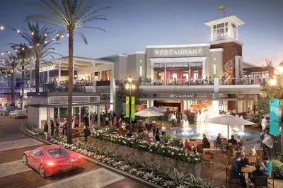 a rendering of a shopping mall with a car in front at HGTV Featured Modern Craftsman Mins2Beach GameRm in Long Beach