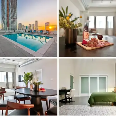 DTLA 2BR Loft with Hot Tub & Rooftop Pool!
