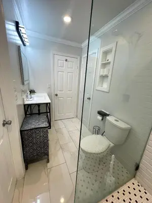 a bathroom with a toilet and a sink at House in Redondo Beach 2 bedroom 1 bath in Redondo Beach