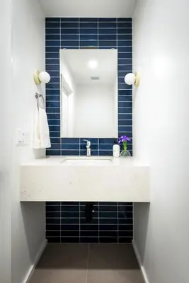 a bathroom with a sink and a mirror at Modern Mar Vista Hideaway New TwoStory ADU in Los Angeles