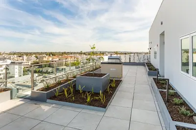 a balcony with a view of a city at Westwood Penthouse 3 Bedroom 2 Bath w Gym, Balcony, Parking in Los Angeles