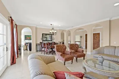 a living room with a couch and chairs and a table at City View Rancho Palos Verdes Home in Rancho Palos Verdes