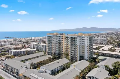an aerial view of a city with buildings and the ocean at Breezy & Beautiful - 3BR Marina del Rey Getaway in Los Angeles