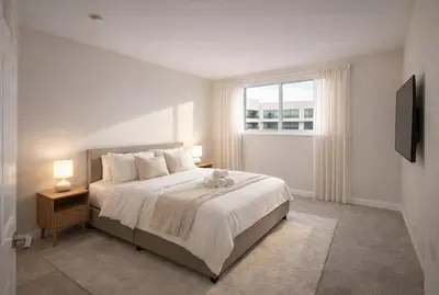 a bedroom with a bed with a teddy bear on it at Marina Del Rey 2-Bedroom and 1-Bedroom - Close To Beach in Los Angeles