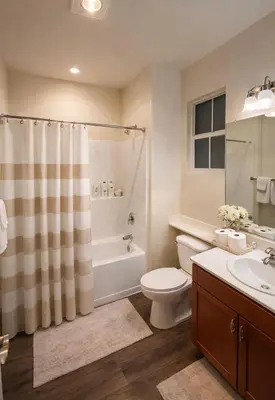 a bathroom with a toilet and a shower and a sink at Marina Del Rey 2-Bedroom and 1-Bedroom - Close To Beach in Los Angeles