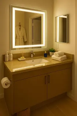 a bathroom with a sink and a mirror at High stay, new furniture apartment in Glendale