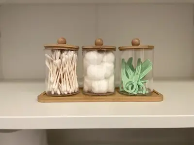 a shelf with three jars of rice and pasta at Pasadena Quiet Gem with Fiber Internet WiFi and Workspace in Pasadena