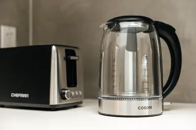 a tea kettle is sitting next to a toaster at Superior 2 bedroom apartment in Heart of Hollywood in Los Angeles