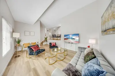 a living room with a couch and two chairs at Oneluxstay 3BR Home Near the Beach in Redondo Beach