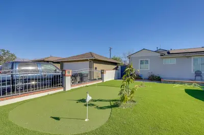a golf course in a yard with a car parked at Work and Play! Apt Less Than 1 Mi to Chino Valley Hospital in Chino