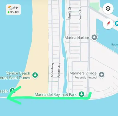 a map of the marina harbor and marina key link park at Lux Marina Village with parking in Los Angeles