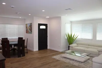a living room with a couch and a table at Newly Renovated La Habra 3bed 2 Bath in La Habra