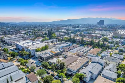 an aerial view of a city with buildings at Enjoy Stylish 3BR Apt Sleeps 6 with Free Parking in Glendale